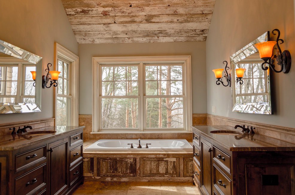 ванная комната в деревенском стиле рустик