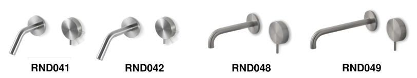 Модели Round LINKI настенного монтажа на 2 отв (излив и ручка смесителя раздельно):
