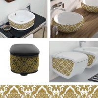 Damasco ArtCeram санфаянс с декором с золотым дамасским орнаментом