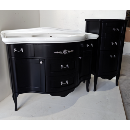 Palladio Bagno Pui комплект мебели для ванной классика 110 см черная матовая, фурнитура хром