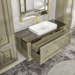 Tribeka Bagno Pui мебель для ванной в глянцевом окрасе олива  OLIVA LUCIDO с ножками, размер 100х44 120х44 140х44 В НАЛИЧИИ