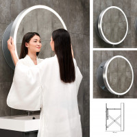 Moon круглое выдвижное зеркало для ванной с подсветкой, рама золото, серебро, черная, диаметр: 60, 70 или 80 см В НАЛИЧИИ