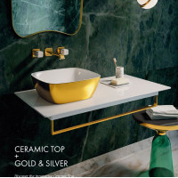 Ceramic Top Catalano подвесная консольная столешница из керамики с полотенце держателем Gold & Silver
