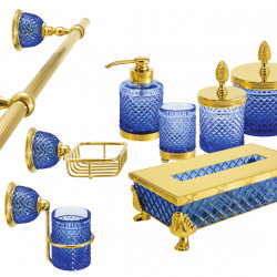 Cut crystal blue аксессуары для ванной голубой хрусталь Cristal et Bronze