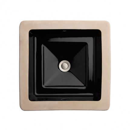 Pop Square DVX раковина под столешницу квадратная, классика 37х37 см, санфарфор, с переливом, белая, бисквит, черная