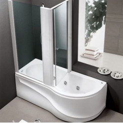 Gamma Box Hafro ванна комбинированная из акрила в угол с асимметрией 170х70 включая шторку из стекла