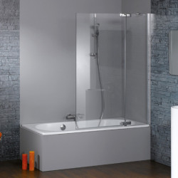 Односекционная шторка для ванной с неподвижным сегментом и с частичным обрамлением Huppe Studio Paris elegance, высота 150-220, длина 60-150 см