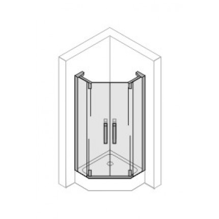 5-угольная двустворчатая распашная дверь Huppe с неподвижными сегментами