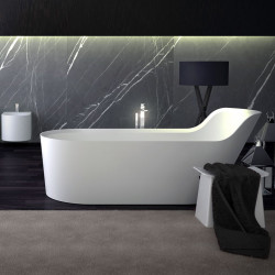 PEARL Knief дизайнерская ванна отдельностоящая овальная из искусственного камня 182x80 см, белая матовая В НАЛИЧИИ