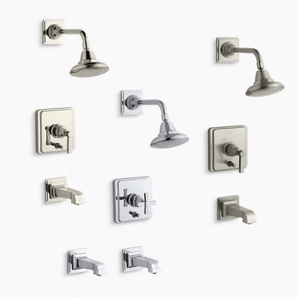 Pinstripe Kohler встраиваемая элитная душевая система ванна/душ в стиле ар-деко хром матовый никель
