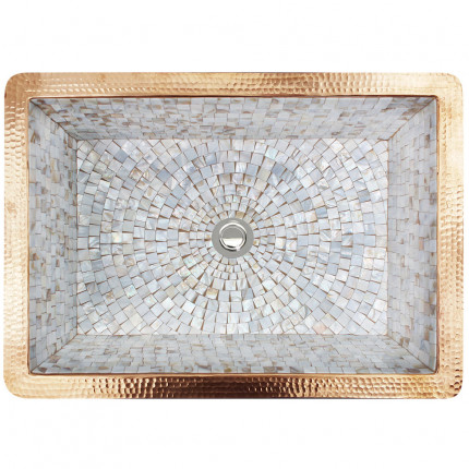 RECTANGULAR MOSAIC Linkasink встраиваемая прямоугольная раковина из бронзы декорированная мозаикой из перламутра