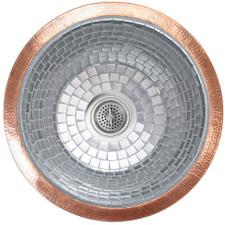 Stainless Steel Mosaic Linkasink встраиваемая сверху или снизу круглая раковина 48см декорированная металлической мозаикой