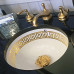 Смеситель для раковины на 3 отверстия в классическом стиле цвет матовое золото купить в наличии
