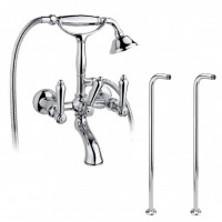 Nicolazzi Classica 1401-78 смеситель ретро "телефон" для ванны напольный хром, ручки керамика белая
