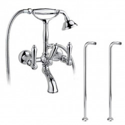 Nicolazzi Classica 1401-78 смеситель ретро "телефон" для ванны напольный хром, ручки керамика белая