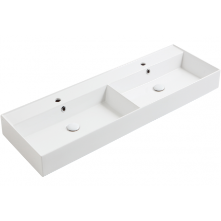 Agile Simas раковина двойная навесная/накладная с минибортиком по периметру (высота 13 см), размер 121 и 141 см белая, черная