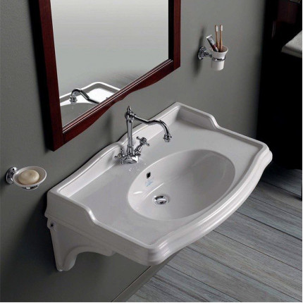 Arcade Simas раковина навесная в классическом стиле 90х56 и 105х56 см, белая или черная, с 1 или 3 отверстиями