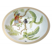 Jungle раковина для ванной ручной росписи с рисунком тропический лес, листья, джунгли Atlantis Porcelain Art