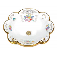 La Petite Gold раковина для ванной с цветочным декором с золотым бордюром