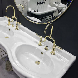 Bleu Provence раковина-столешница двойная 141см консольная в ретро стиле белая, черная или цветная