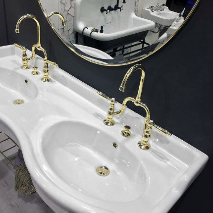 Bleu Provence раковина-столешница двойная 141см консольная в ретро стиле белая, черная или цветная