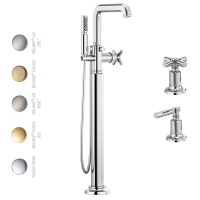 Invari смеситель премиум напольный для ванны нео классика с ручным душем хром золото никель