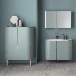 BURGBAD LAVO 2 мебель для ванной 1020х495х732 мм, цвет Eisblau Softmatt, раковина белая с сифоном, с 1 отв для смесителя, ручки хром