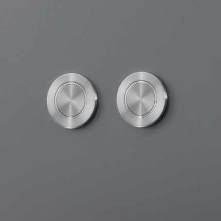 Дизайнерская смывная панель двойная в для инсталляции Geberit (Omega) или Tece форме круглых кнопок из нержавеющей стали CEA Design