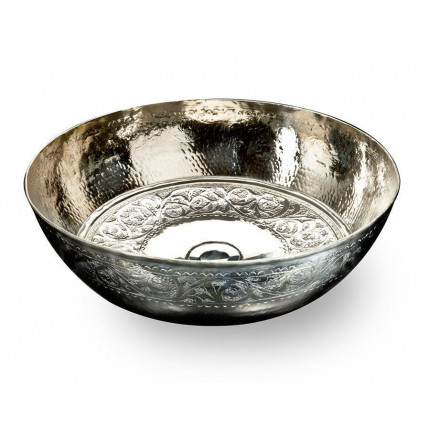 Раковина металлическая накладная круглая 41 см хром в классическом стиле, серебро, CIPI