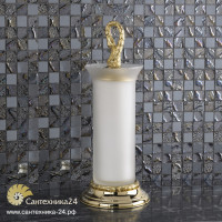 Ершик в стиле барокко для смесителей лебедь (swan) напольный, стакан матовый хрусталь база из латуни в отделке хром или золото Ciulli