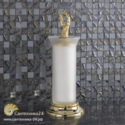 Ершик в стиле барокко для смесителей лебедь (swan) напольный, стакан матовый хрусталь база из латуни в отделке хром или золото Ciulli