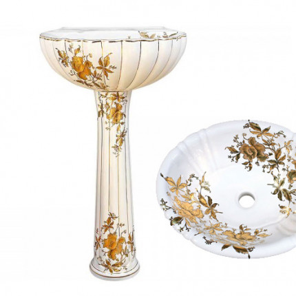 Decorated Bathroom Gold Orchids раковина для ванной с цветочным декором золотая орхидея