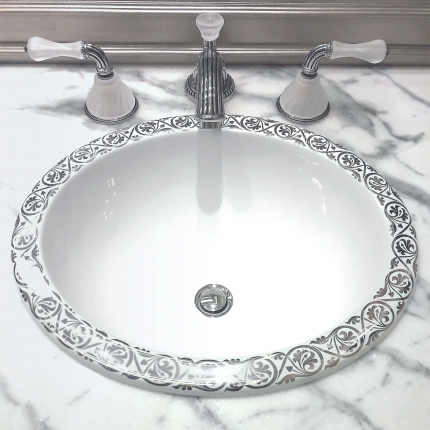 Big Fancy Border Platinum раковина для ванной с декором, бордюр платина