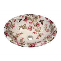 Decorated Bathroom Heirloom Roses & Hummingbirds раковина для ванной с цветочным рисунком