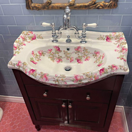 Roses Decorated Bathroom ретро раковина столешница ручной росписи с рисунком розы