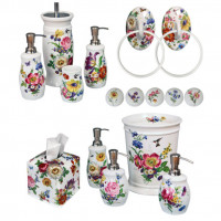 Аксессуары для ванной из керамики с цветочным рисунком (декором) премиум