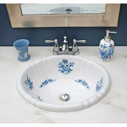 Decorated Bathroom раковина овальная встраиваемая для ванной с рисунком синяя роза В НАЛИЧИИ