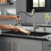 Abbott Delta кухонный смеситель ретро с выдвижным душем матовая сталь на 1 или 3 отверстия, премиум уровня, с дозатором мыла В НАЛИЧИИ