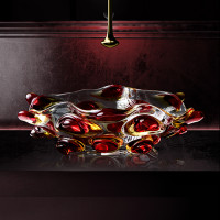 Arte Tre Glass Design цветная раковина из стекла накладная (муанское стекло) 65х42 см