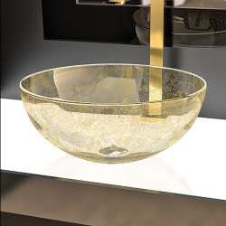 Laguna Oro Glass Design круглая накладная раковина из муранского стекла с золотом 41 см. H 17 см