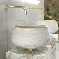 Ottico Lux Glass Design круглая накладная высокая раковина из стекла murano 37 см, высота 21 см