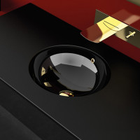Bolla Sotto Glass Design круглая раковина из черного хрусталя встраиваемая под столешницу