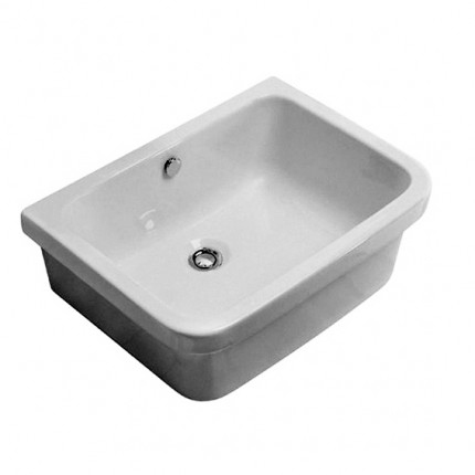 IRIS GLOBO постирочная раковина 60х46х22см, с переливом, керамика, белая