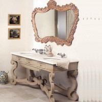 Linea Rinascimento Мебель для ванной на две раковины из дерева в отделке Policromo Bianco Cristallino