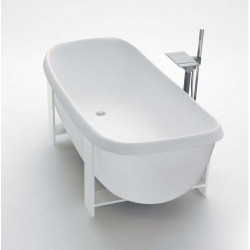Agape PEAR CUT овальная дизайнерская ванна из искусственного камня отдельно стоящая на ножках 178х83