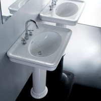 Dolcevita Hatria раковина прямоугольная с пьедесталом 75х55см нео классика 1 или 3 отверстия для смесителя