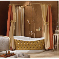 LINEATRE Gold премиум ванна овальная из акрила, классика, с обшивкой из золотой кожи 175х62 см