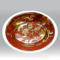 Gold Damask раковина для ванной с золотым дамасским узором на красном фоне Atlantis Porcelain Art