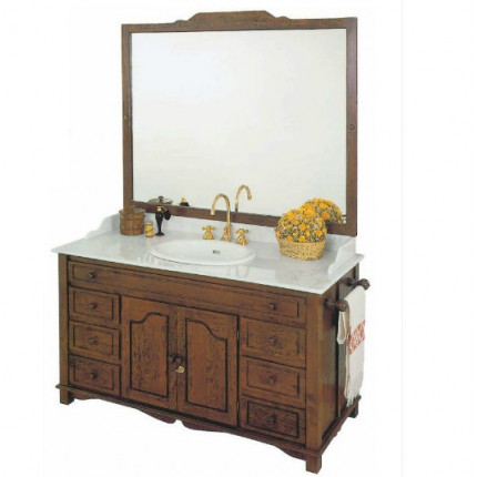 art. 4332 Linea Toscana & Ottocento Мебель для ванной с 6 кассетницами из дерева l в отделке LS с зеркалом и мраморнойстолешницей bianco Carrara