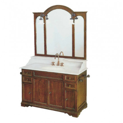art. 4462 Linea Toscana & Ottocento Мебель для ванной в отделке LS с зеркалом и мраморной столешницей bianco Carrara и полками